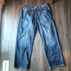 Vintage ENYCE Denim Jeans 40x32 Y2K Baggy Embroidered Wide Leg Skater Hip Hop